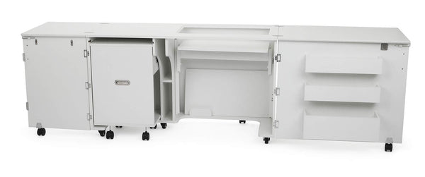 Arrow K8611 Aussie Kangaroo Sewing, Cutting, Quilting, Crafting Cabinet with Storage, Portable with Wheels and Airlift, Large, White Ash Finish