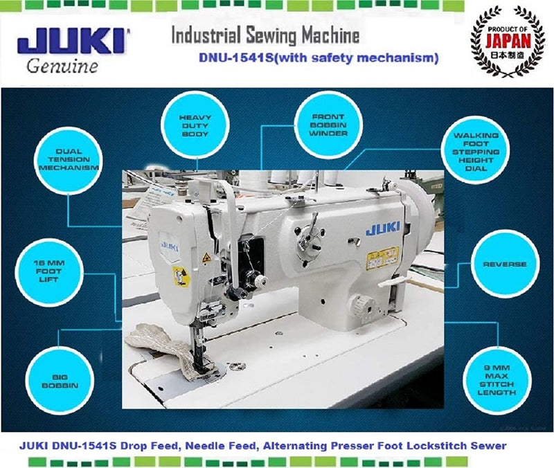 Juki DNU-1541S Industrial Sewing w/Safety Mechanism DNU 1541 Walking Foot Needle Feed,servo Motor,Table,lamp. DIY.